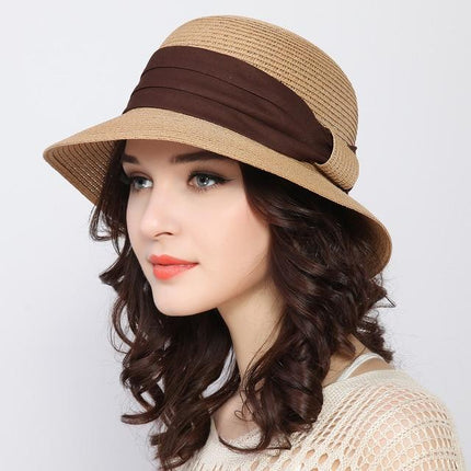 chapeau de paille femme d'été chapeau de soleil - Khaki - M (56 - 58cm) | La boutique du chapeau