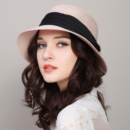 chapeau de paille femme d'été chapeau de soleil - Rose - M (56 - 58cm) | La boutique du chapeau