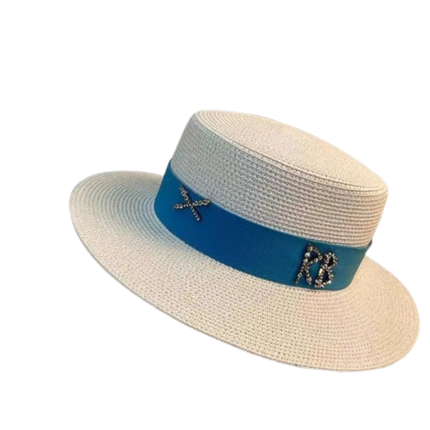 Chapeau de paille français - Blanc/bleu - M (56 - 58cm) | La boutique du chapeau