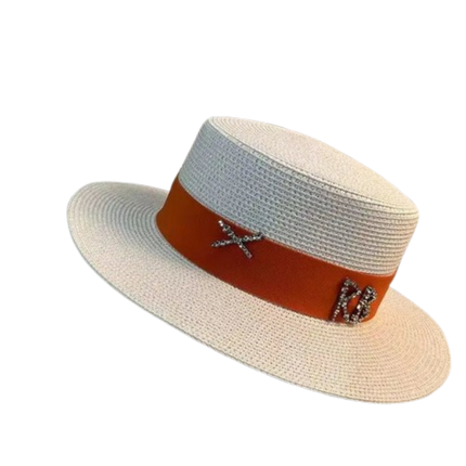 Chapeau de paille français - Blanc/rouge - M (56 - 58cm) | La boutique du chapeau
