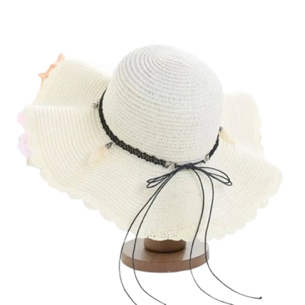 Chapeau de paille ondulé - Blanc - M (56 - 58cm) | La boutique du chapeau