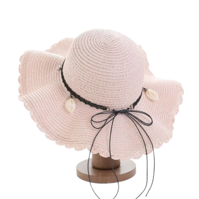 Chapeau de paille ondulé - Rose - M (56 - 58cm) | La boutique du chapeau