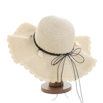 Chapeau de paille ondulé - Beige - M (56 - 58cm) | La boutique du chapeau