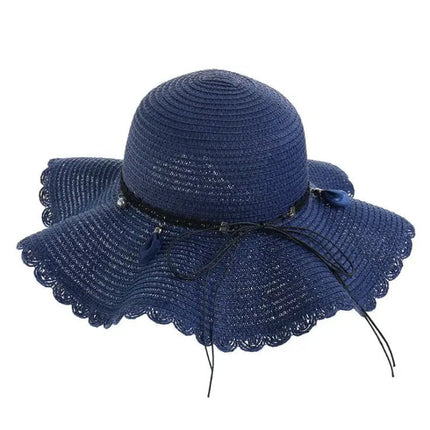 Chapeau de paille ondulé - Bleu marine - M (56 - 58cm) | La boutique du chapeau