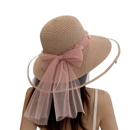 Chapeau de paille perlé - Marron - M (56 - 58cm) | La boutique du chapeau