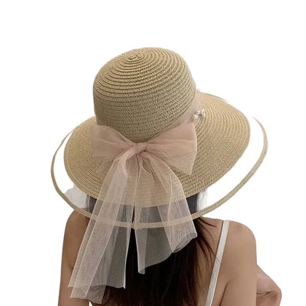 Chapeau de paille perlé - Marron - M (56 - 58cm) | La boutique du chapeau