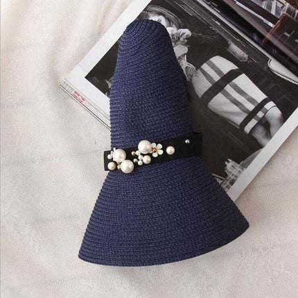 Chapeau de paille perles - Khaki - M (56 - 58cm) | La boutique du chapeau