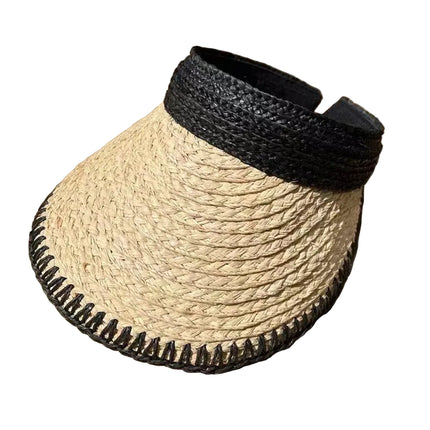 Chapeau de Paille Respirant - Beige/noir - Ajustable (du 54 au 59) | La boutique du chapeau