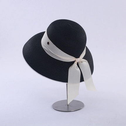 Chapeau de paille rétro français - Noir - M (56 - 58cm) | La boutique du chapeau