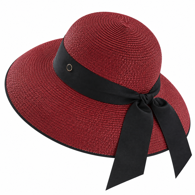 Chapeau de paille rétro français - Bordeaux - M (56 - 58cm) | La boutique du chapeau