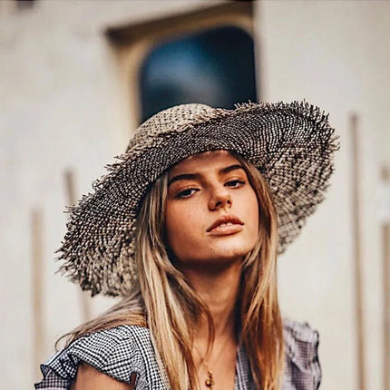 Chapeau de paille rond en raphia - Couleur naturelle - M (56 - 58cm) | La boutique du chapeau
