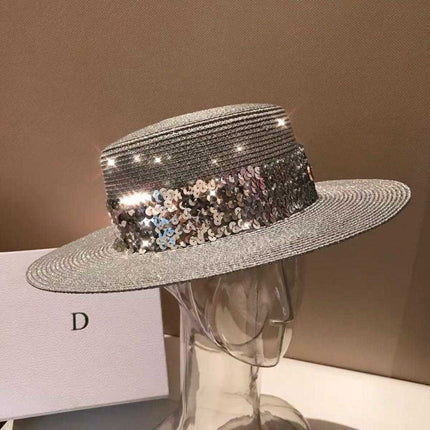 Chapeau de paille ruban paillette - Doré - M (56 - 58cm) | La boutique du chapeau