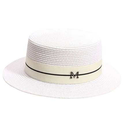 Chapeau de paille tissé - Blanc - M (56 - 58cm) | La boutique du chapeau