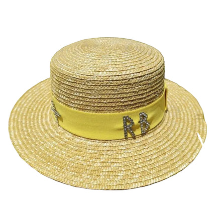 Chapeau de paille tissé - Beige / jaune - M (56 - 58cm) | La boutique du chapeau