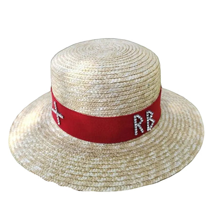 Chapeau de paille tissé - Blanc / rouge - M (56 - 58cm) | La boutique du chapeau