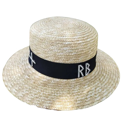 Chapeau de paille tissé - Blanc / noir - M (56 - 58cm) | La boutique du chapeau