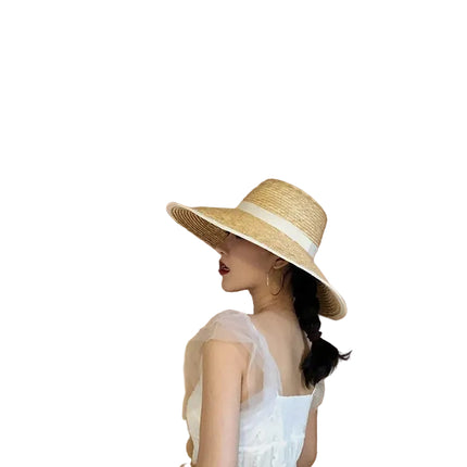 Chapeau de paille tissé à large bord - M (56 - 58cm) - | La boutique du chapeau