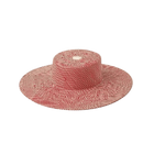 Chapeau de paille tissé à rayures - rose - Avec ruban - M (56 - 58cm) | La boutique du chapeau