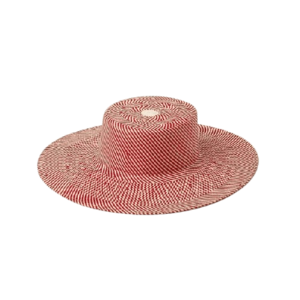Chapeau de paille tissé à rayures - rose - Avec ruban - M (56 - 58cm) | La boutique du chapeau