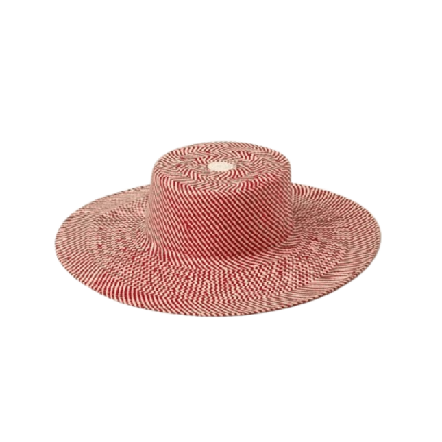 Chapeau de paille tissé à rayures - rose - Avec ruban - M (56 - 58cm) | La boutique du chapeau