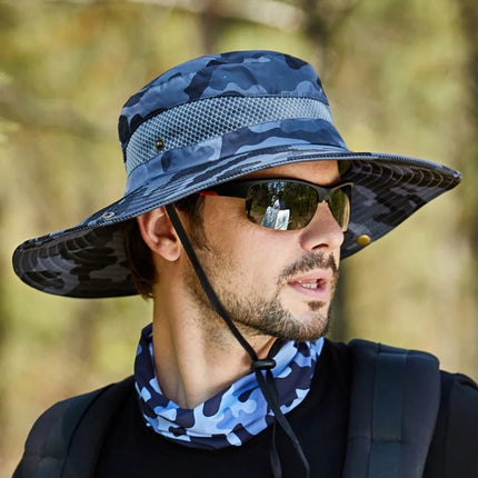 Chapeau de pêche camouflage - Bleu - L (58 - 59cm) | La boutique du chapeau