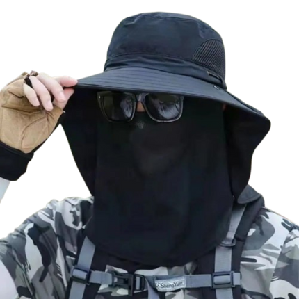 Chapeau de pêche homme protection solaire - Noir - Ajustable (du 54 au 59) | La boutique du chapeau