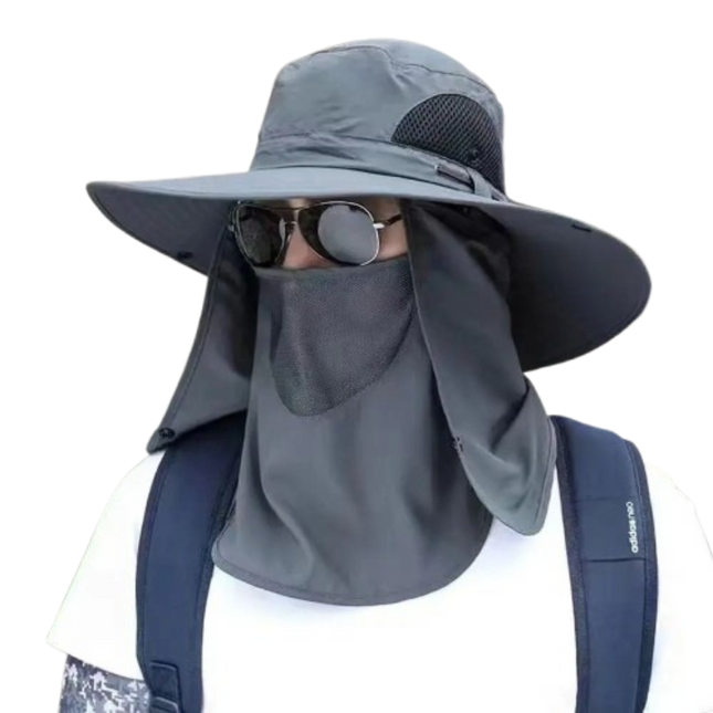 Chapeau de pêche homme protection solaire - Gris - Ajustable (du 54 au 59) | La boutique du chapeau