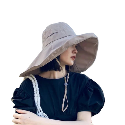 Chapeau de plage à grand bord - Gris - M (56 - 58cm) | La boutique du chapeau