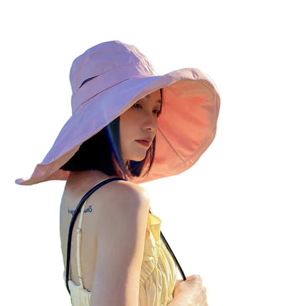 Chapeau de plage à grand bord - Rose - M (56 - 58cm) | La boutique du chapeau