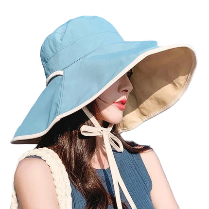 Chapeau de plage à grand bord - Bleu - M (56 - 58cm) | La boutique du chapeau