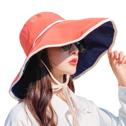 Chapeau de plage à grand bord - Orange - M (56 - 58cm) | La boutique du chapeau
