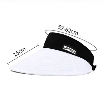 Chapeau de plage à large bord - Blanc/noir - Ajustable (du 54 au 59) | La boutique du chapeau