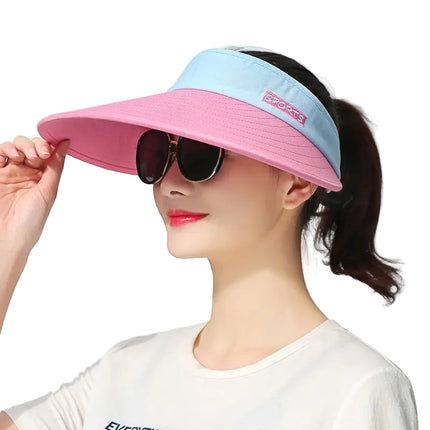 Chapeau de plage à large bord - Rose/bleu - Ajustable (du 54 au 59) | La boutique du chapeau