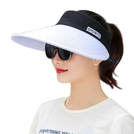 Chapeau de plage à large bord - Blanc/noir - Ajustable (du 54 au 59) | La boutique du chapeau