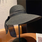 Chapeau de plage avec nœud papillon - Noir - L (58 - 59cm) | La boutique du chapeau