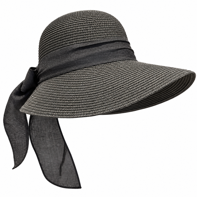 Chapeau de plage avec nœud papillon - Noir - L (58 - 59cm) | La boutique du chapeau