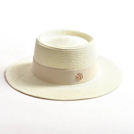 Chapeau de plage avec ruban - Crème - M (56 - 58cm) | La boutique du chapeau