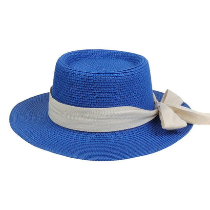 Chapeau de plage avec ruban - Bleu - M (56 - 58cm) | La boutique du chapeau