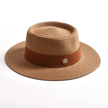 Chapeau de plage avec ruban - Kaki - M (56 - 58cm) | La boutique du chapeau
