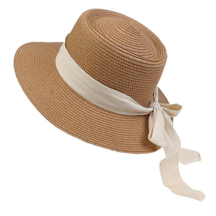 Chapeau de plage avec ruban - Marron - M (56 - 58cm) | La boutique du chapeau