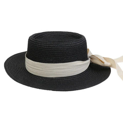 Chapeau de plage avec ruban - Noir - M (56 - 58cm) | La boutique du chapeau