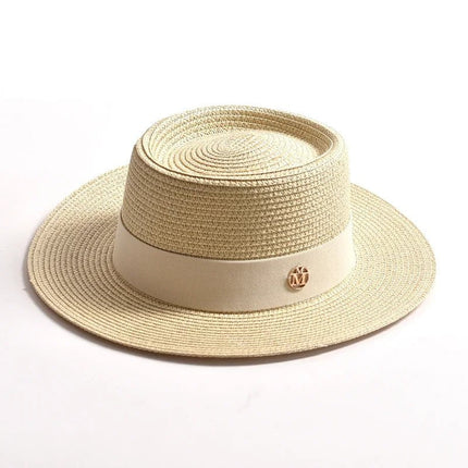 Chapeau de plage avec ruban - Beige - M (56 - 58cm) | La boutique du chapeau