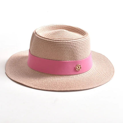 Chapeau de plage avec ruban - Rose clair - M (56 - 58cm) | La boutique du chapeau