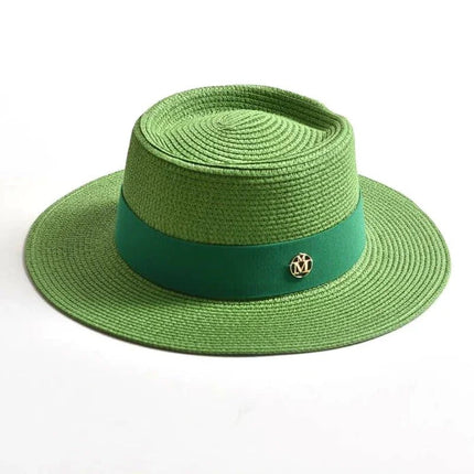 Chapeau de plage avec ruban - Vert - M (56 - 58cm) | La boutique du chapeau