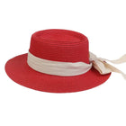 Chapeau de plage avec ruban - Rouge - M (56 - 58cm) | La boutique du chapeau