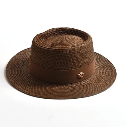 Chapeau de plage avec ruban - Café - M (56 - 58cm) | La boutique du chapeau