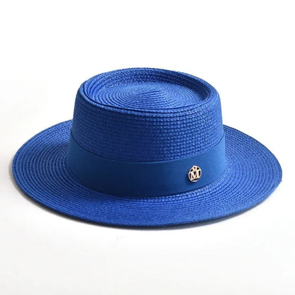 Chapeau de plage avec ruban - Bleu - M (56 - 58cm) | La boutique du chapeau