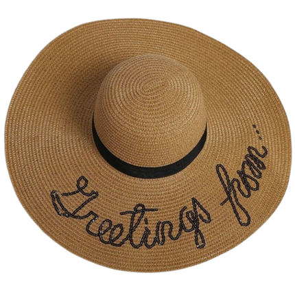 Chapeau de plage brodé - Kaki - M (56 - 58cm) | La boutique du chapeau