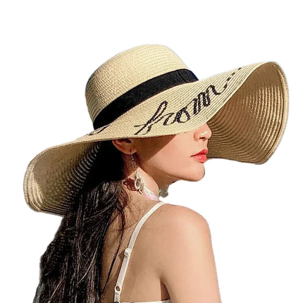 Chapeau de plage brodé - Blanc - M (56 - 58cm) | La boutique du chapeau