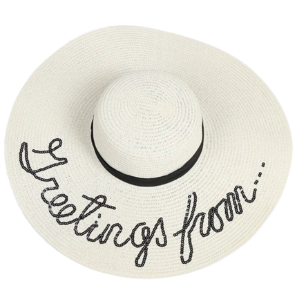 Chapeau de plage brodé - Blanc - M (56 - 58cm) | La boutique du chapeau